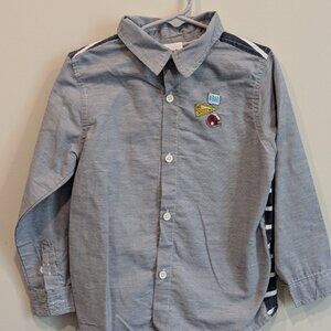 Nannette Kids Size 6  Mixed Media "Awesome"  Graphic Button Down  Shirt